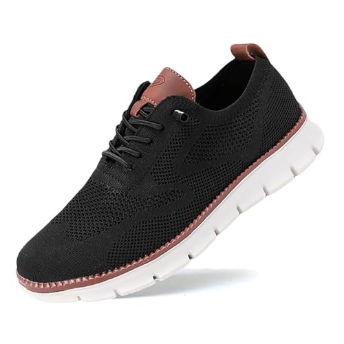 IAKAEUI Wearbreeze-Schuhe für Herren, Bequeme Slip-on-Schuhe, Mesh-Sneaker, Business-Walking-Slip-on-Bootsschuhe mit Fußgewölbeunterstützung(Color:Black,Size:43 EU) von IAKAEUI