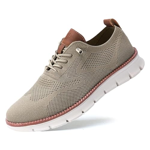 Wearbreeze Urban Shoes, Herren-Mesh-Sneaker, Business-Casual-Walking-Schuhe mit Fußgewölbeunterstützung(Color:Khaki,Size:39 EU) von IAKAEUI