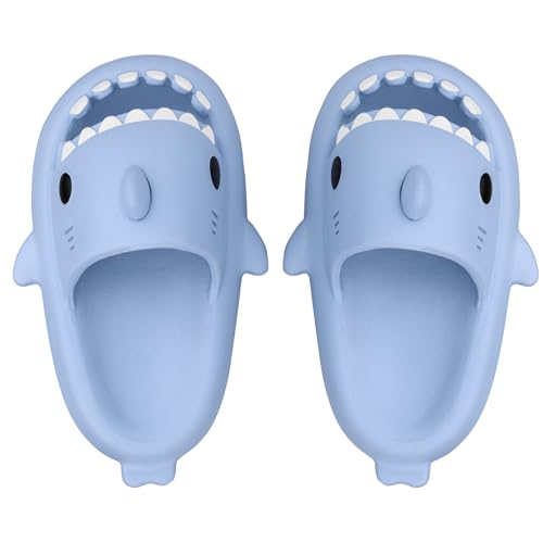 IASKDIN Hai Badelatschen Jungen Mädchen Shark Slippers Dusch und Badeschuhe Lustig Sommer Strand Hausschuhe rutschfeste Badesandalen Kinder Badeschlappen von IASKDIN