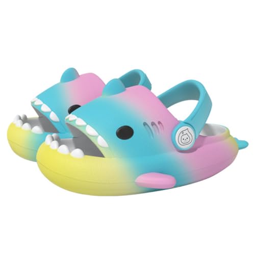 IASKDIN Hai Badelatschen Jungen Mädchen Shark Slippers Dusch und Badeschuhe Lustig Sommer Strand Hausschuhe Rutschfeste Badesandalen Kinder Badeschlappen von IASKDIN