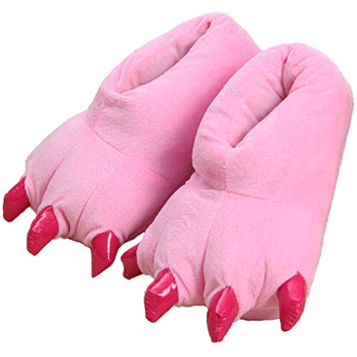 Erwachsene/Kinder Animal Paw Schuhe,Unisex Plüsch Animal Claw Hausschuhe,Dinosaurier Paw Schuhe,29-33,pink von IBAIOU