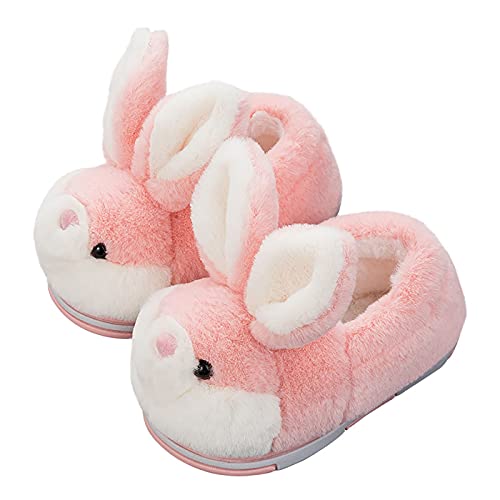 IBAIOU Flauschige Tierhasenhausschuhe Kaninchenschuhe Winter warme Cartoon süße pelzige rutschfeste Hausschuhe,34-35,pink-shoes von IBAIOU