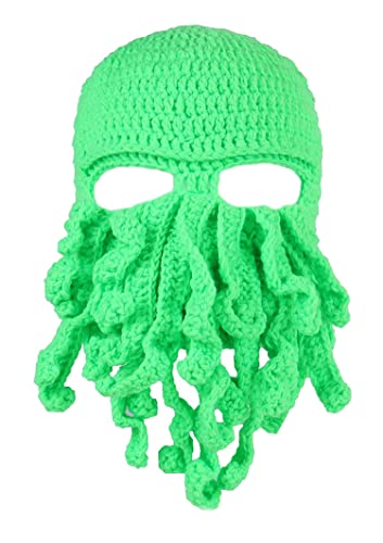 IBAIOU Lustiger Tintenfisch-Hut Unisex Cosplay-Hut Oktopus-Mütze Handgemachte Strickmütze Skifahren Radfahren Hut Bartmütze (grün) von IBAIOU