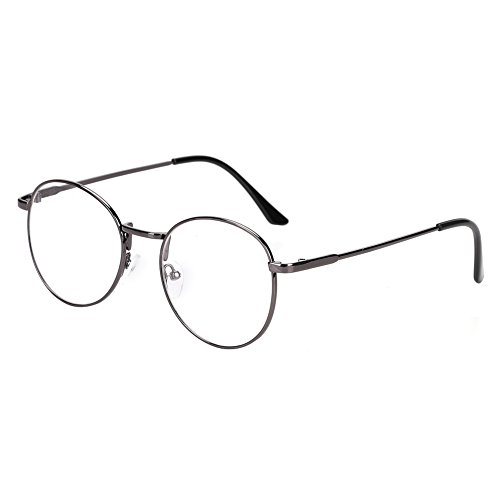 IBLUELOVER Brille Metallrahmen Unisex Brillengestelle Retro 60 er Fensterglas Damen Herren Brillefassung Runde Pantobrille mit Nasenpad Leicht Nerdbrille Ohne Sehstärke Streberbrille Ebenenspiegel von IBLUELOVER
