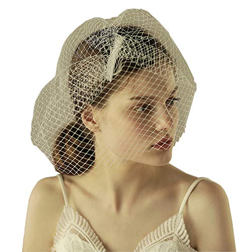 Fascinators Elegant Kopfbedeckung Mesh Hochzeitskirche Haarschmuck Braut Haar Schleier Perlen Cocktail Haarreif TeaParty Karneval Haar Clip Accessoires Hochzeitszubehör Damen Mädchen Mini Hut von IBLUELOVER