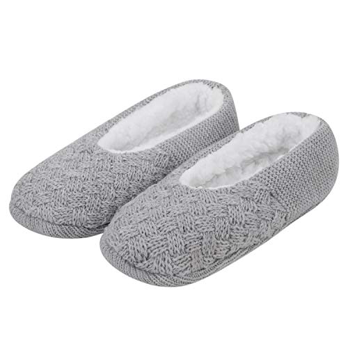 Strickhausschuhe Damen Indoor Schuhe Plüsch Bettschuhe Weiche Stoppersocken Ballerina Kuschelsocken Stricken Winterhausschuhe Rutschfeste Slipper Fuß Warme Plüschhausschuhe Weihnacht Geschenk von IBLUELOVER