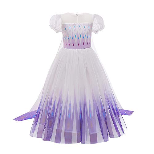 IBTOM CASTLE Mädchen Kinder Eiskönigin 2 Prinzessin Kostüm ELSA Lange Ärmel Glanz Kleid Schneekönigin Schneeflocke Verkleidung TüllKleid Weihnachten Karneval Fasching Violett 03 13-14 Jahre von IBTOM CASTLE