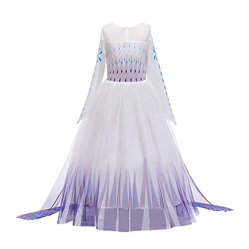 IBTOM CASTLE Mädchen Kinder Eiskönigin 2 Prinzessin Kostüm ELSA Lange Ärmel Glanz Kleid Schneekönigin Schneeflocke Verkleidung TüllKleid Weihnachten Karneval Fasching Violett 05 11-12 Jahre von IBTOM CASTLE