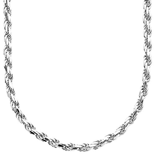 Sterling 925er Silber Bling Kordelkette - ROPE DC 4mm - 60cm von .iced-out.