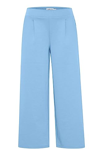 ICHI IHKATE SUS WIDE PA Damen Hose Stoffhose mit Stretch gerader Schnitt Elastikbund Crop Länge, Größe:S, Farbe:Little Boy Blue (164132) von ICHI