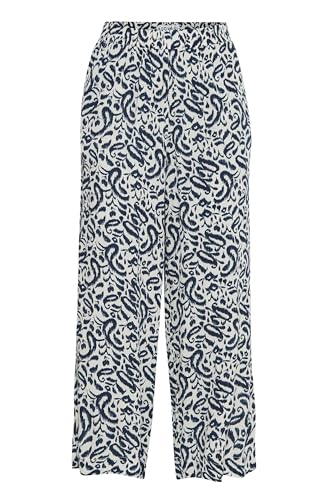 Ichi IHMARRAKECH Damen Hose Stoffhose gemustert Eingrifftaschen Regular fit, Größe:L, Farbe:Total Eclipse Paisley Aop (202928) von ICHI