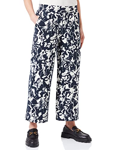 ICHI IHKATE Print PA15 Damen Hose Stoffhose mit Stretch Print Elastikbund und Crop-Länge, Größe:L, Farbe:Total Eclipse (194010) von ICHI