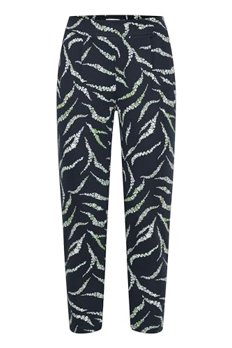 ICHI IHKATE Print PA22 Damen Stoffhose Hose 74% Polyester, 22% Viskose, 4% Elasthan Regular fit, Größe:XXL, Farbe:Total Eclipse Zebra Flower AOP (202811) von ICHI