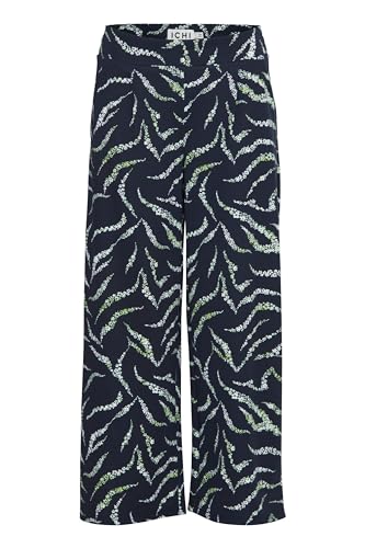 ICHI IHKATE Print PA23 Damen Stoffhose Hose 74% Polyester, 22% Viskose, 4% Elasthan Regular fit, Größe:M, Farbe:Total Eclipse Zebra Flower AOP (202811) von ICHI