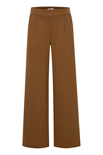 ICHI IHKATE SUS Long Wide PA2 Damen Hose Stoffhose mit Stretch hoher Elastikbund weiter Schnitt, Größe:2XL, Farbe:Toffee (181031) von ICHI