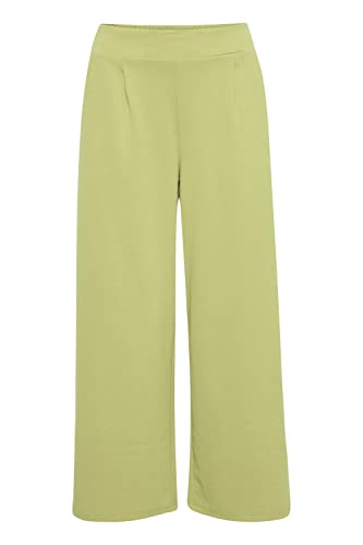 ICHI IHKATE SUS WIDE PA Damen Hose Stoffhose mit Stretch gerader Schnitt Elastikbund Crop Länge, Größe:XL, Farbe:Weeping Willow (150525) von ICHI