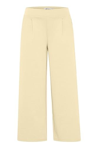 ICHI IHKATE SUS WIDE PA Damen Hose Stoffhose mit Stretch gerader Schnitt Elastikbund Crop Länge, Größe:L, Farbe:French Vanilla (120722) von ICHI