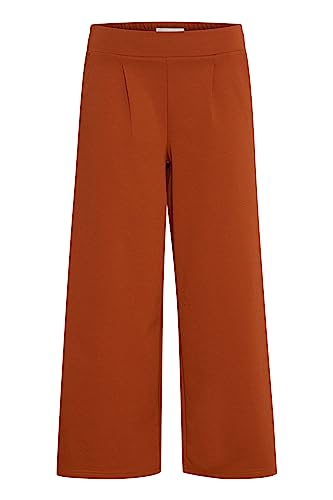 ICHI IHKATE SUS WIDE PA Damen Hose Stoffhose mit Stretch gerader Schnitt Elastikbund Crop Länge, Größe:L, Farbe:Rooibos Tea (181355) von ICHI