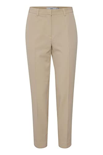 ICHI IHLEXI PA3 Damen Hose Stoffhose mit Stretch gerader Schnitt mit Elastikbund, Größe:36, Farbe:Doeskin (151308) von ICHI
