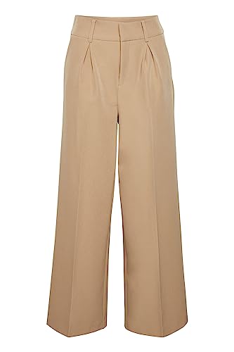 ICHI IHLEXI PA5 Damen Hose Stoffhose mit Stretch weiter Schnitt Crop Länge, Größe:36, Farbe:Tannin (171320) von ICHI