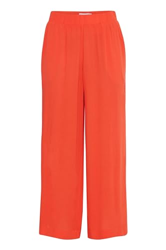 ICHI IHMARRAKECH Damen Hose Stoffhose 100% EcoVero nachhaltige Viscose bequemer Elastikbund, Größe:XS, Farbe:Grenadine (171558) von ICHI