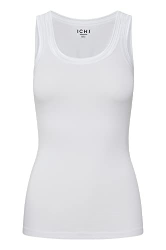 ICHI IHZOLA to Damen Top Kurzarm Shirt Basic rundhalstop mit aufgesetzten Kanten Slim Fit, Größe:S, Farbe:White (10100) von ICHI