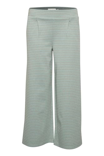 Ichi IHKATE CAMELEON CROPPED WIDE PA Damen Stoffhose Hose Casual-Look mit Eingrifftaschen straight fit, Größe:XXL, Farbe:Ether (144506) von ICHI