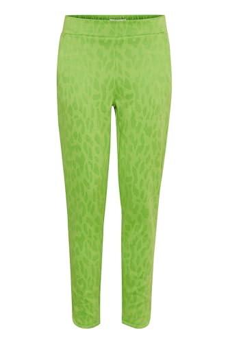 Ichi IHKATE LEOPARD JACQUARD PA Damen Stoffhose Hose 80% Polyester, 18% Viskose, 2% Elasthan regular fit, Größe:L, Farbe:Greenery Leo Jacquard (202801) von ICHI