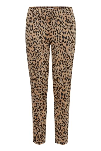 Ichi IHKATE LEOPARD JACQUARD PA Damen Stoffhose Hose 80% Polyester, 18% Viskose, 2% Elasthan regular fit, Größe:XL, Farbe:Natural Leo Jacquard (202923) von ICHI