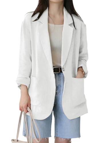 IDEALSANXUN Damen-Blazer aus Leinen, lässig, langärmelig, leicht, Frühlings- und Sommerjacken, Weiss/opulenter Garten, XXL IDEALSANXUN Damen-Blazer aus Leinen, lässig, langärmelig, leicht, Frühlings- und Sommerjacken, Weiss/opulenter Garten, XXL von IDEALSANXUN