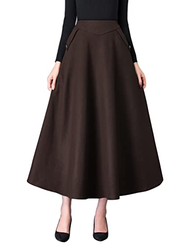 IDEALSANXUN Damen Herbst/Winter Hohe Taille Plaid Slim A-Linie Langer Rock, Reiner Kaffee, Klein IDEALSANXUN Damen Herbst/Winter Hohe Taille Plaid Slim A-Linie Langer Rock, Reiner Kaffee, Klein von IDEALSANXUN