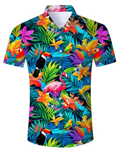 IDGREATIM Hawaiihemd Herren Strandhemd Kurzarmhemd 3D-Gedrucktes Hemd Freizeithemd Faschingskostüme Männer XL von IDGREATIM