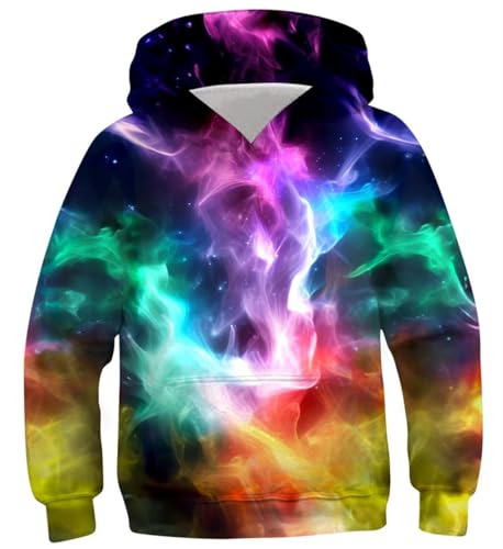 IDGREATIM Kinder Kapuzenpullover Jungen Hoodies Pullover Langarm Pullover 3D Rauch Drucken Mit Tasche Sweatshirts S von IDGREATIM