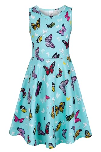 IDGREATIM Madchen Kleid A-Linie Ärmelloses Sommerkleid 3D Schmetterling Drucken Kleid Costume Girls Beiläufig Gut Zum Feiern Blau XL von IDGREATIM