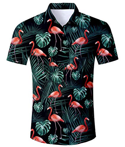 IDGREATIM Männer Hawaiihemd Herren Freizeithemd Hawaii Hemd Jungen Kurzarm Button Down Hemden Shirts Freizeit Slim Fit Hawaii Kostüm Shirt von IDGREATIM