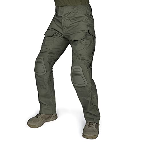 IDOGEAR Herren Kampfhose G3 Taktische Hose mit Knieschützern für Militärjagd Angeln Outdoor Cargohose Multitaschen Verstellbar (Ranger Green, 30W x 31L) von IDOGEAR