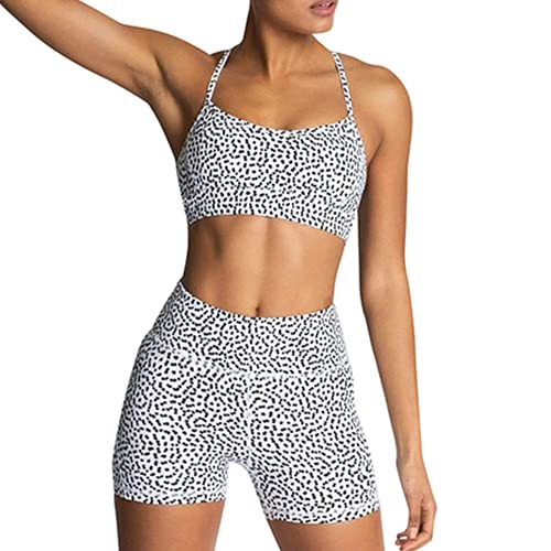 IDOPIP Sport Set Damen, Kreuz Rücken Yoga-BH & Hohe Taille Gym Shorts Workout Set Sport Outfit Fitness Set 2 Piece Trainingsanzüge Polka Dot Weißer XS IDOPIP Sport Set Damen, Kreuz Rücken Yoga-BH & Hohe Taille Gym Shorts Workout Set Sport Outfit Fitness Set 2 Piece Trainingsanzüge Polka Dot Weißer XS von IDOPIP