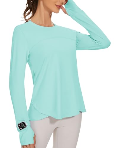 IECCP Damen Rashguard, UV-Schutz, langärmelig, schnelltrocknend, LSF 50+, für Wasser, Strand, Surfen, Schwimmen von IECCP