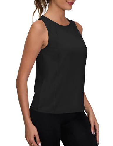 IECCP Damen Running Racerback Tank Tops Sommer Lose Ärmelloses Fitness Schnelltrocknend Sport Shirt locker Rundhals Gym Workout Laufshirt, Schwarz, S IECCP Damen Running Racerback Tank Tops Sommer Lose Ärmelloses Fitness Schnelltrocknend Sport Shirt locker Rundhals Gym Workout Laufshirt, Schwarz, S von IECCP