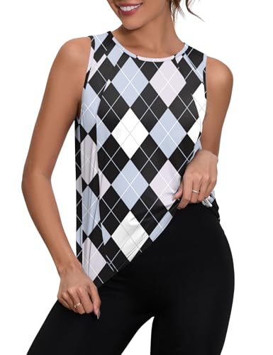 IECCP Damen Sport Tank Tops Sommer Lose Ärmelloses Yoga Fitness Sport Shirt Rundhals Gym Workout Laufshirt, Diamant Plaid, XL IECCP Damen Sport Tank Tops Sommer Lose Ärmelloses Yoga Fitness Sport Shirt Rundhals Gym Workout Laufshirt, Diamant Plaid, XL von IECCP