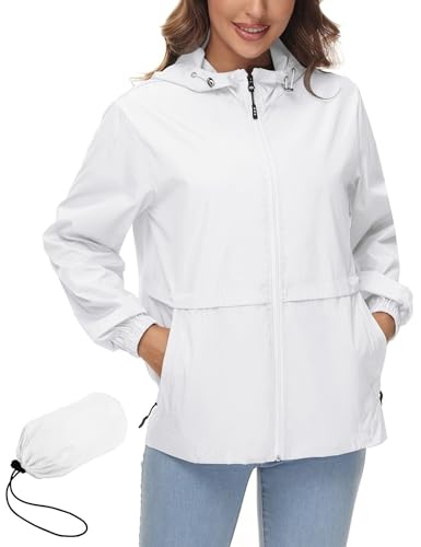 IECCP Damen Wasserdichte Regenjacke mit Kapuze Leicht Atmungsaktive Windbreaker Jacke Fahrradjacke Outdoorjacke von IECCP