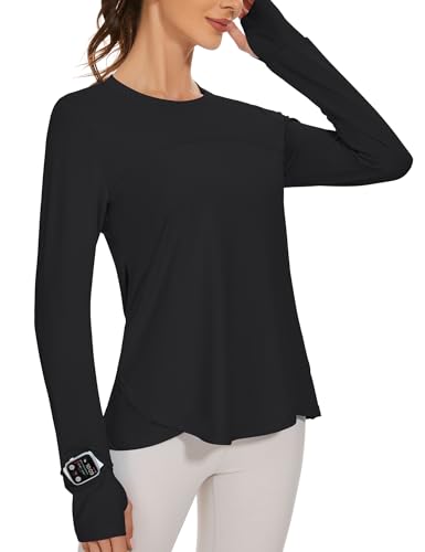 IECCP Sport Blusen für Damen Sonnenschutz Shirt UV Schutz Langarmshirt UPF 50+ Sportshirt Rashguards Yoga Ausbildung Draussen Gym Laufshirt von IECCP