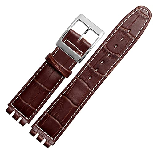 IENYU 17 mm 19 mm echtes Kalbsleder-Armband für Swatch-Uhrenarmband Herren und Damen, Alligator-Muster, Uhrenarmband, Zubehör, 17 mm, Achat von IENYU