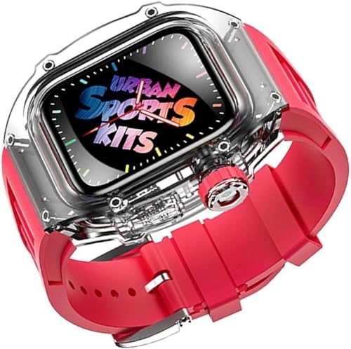 IENYU Glacier Uhrengehäuse + Silikon-Uhrenarmband, Urban Sport, Mod-Kit, für Apple Watch Ultra 8, 7, 6, 5, 4, SE, 44 mm, 45 mm, 49 mm, Ersatzgummiband, transparent, 49 mm, Achat von IENYU