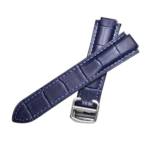 IENYU Handgefertigtes blaues schwarzes Aligator-Krokodilhaut-Armband für Cartier Blue Balloon Handgelenk-Armband, Depolyment-Verschluss, 20 mm, Achat von IENYU