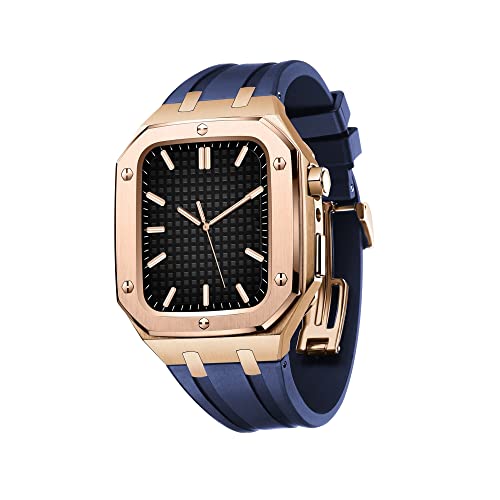IENYU Silikon-Uhrenarmband, Metalllünette für Apple Watch Serie 8, 45 mm, 44 mm, Modifikationsset, Zubehör, Armbänder für iWatch SE/4/5/6/7 Serie mit Werkzeug, 44MM FOR 6/5/4/SE, Achat von IENYU