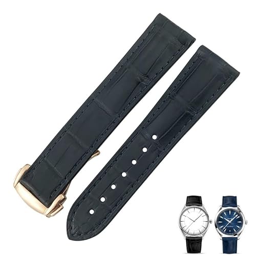 IENYU Uhrenarmband aus Krokodilleder, passend für Omega De Ville Seamaster Constellation, 18 mm, 19 mm, 20 mm, 21 mm, 22 mm, echtes Alligatorleder-Armband, 22 mm, Achat von IENYU