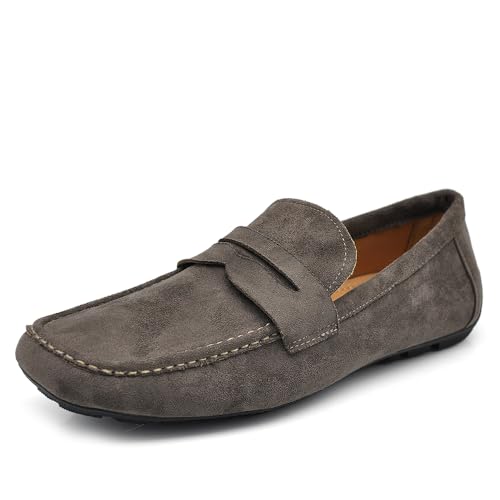 IF Fashion Schuhe Mokassins Slip On Loafers Weich Herren Synthetisches Wildleder 2Y219, 219 Grau Tendent zu Braun, 40 EU von IF