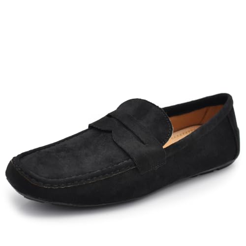 IF Fashion Schuhe Mokassins Slip On Loafers Weich Herren Synthetisches Wildleder 2Y219, 219 Schwarz, 41 EU von IF