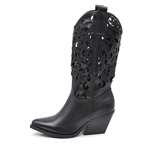 IF Fashion Stiefel Stiefel Texani Cowboy Western Schuhe Damen Zehe Camperos Ethnische 629, 80 3 Schwarz, 38 EU von IF